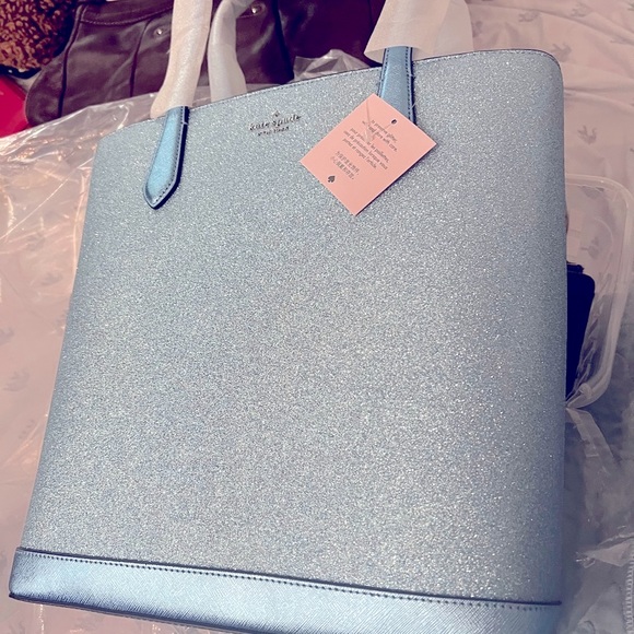 Kate Spade Tinsel Tote Frosty Sky Blue NWT - Picture 4 of 4